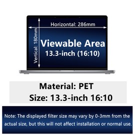 YealRed 13.3 Inch 16:10 Magnetic Laptop Privacy Screen Anti-Blue Light, Anti-Glare, Anti-Scratch, Reversible Removable Laptop Privacy Screen Protector (13.3 Inch 16:10 - 286 x 185 mm)