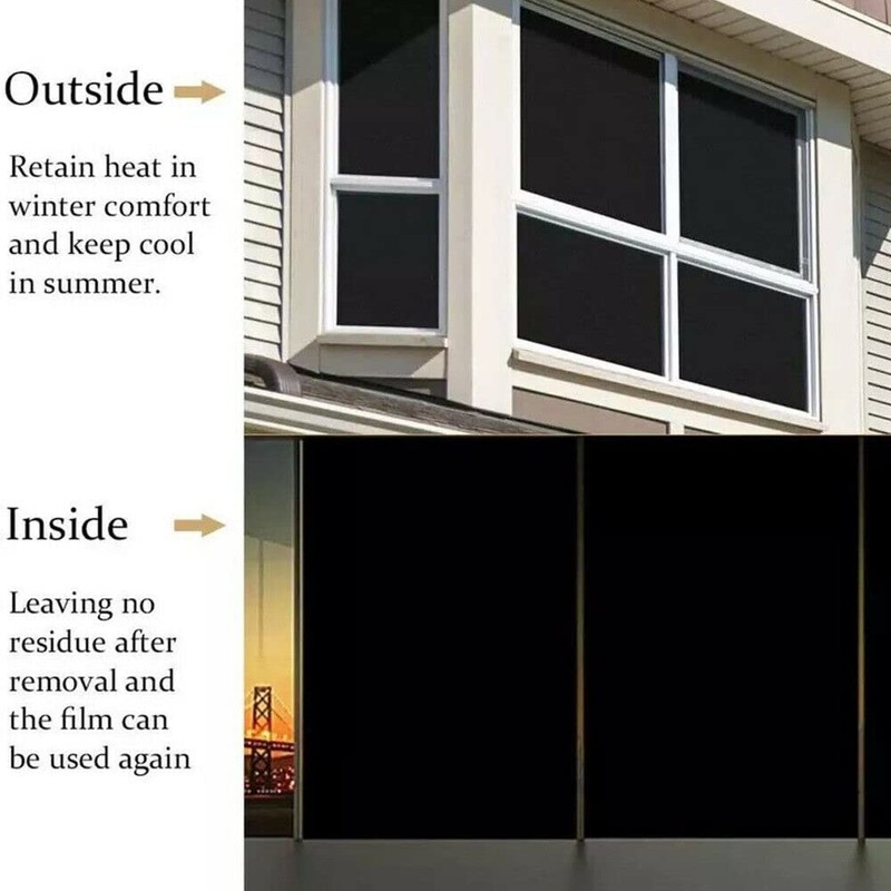 Blackout Static Cling Window Glass Film Privacy Protection to Block