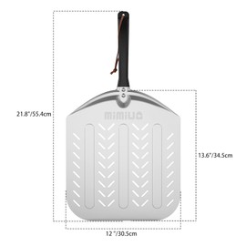 Mimiuo Aluminum Pizza Peel, Perforated Pizza Shovel, Non Stick, for Any Outdoor Or Indoor Pizza Grill Oven,12 x 13.6 Inch
