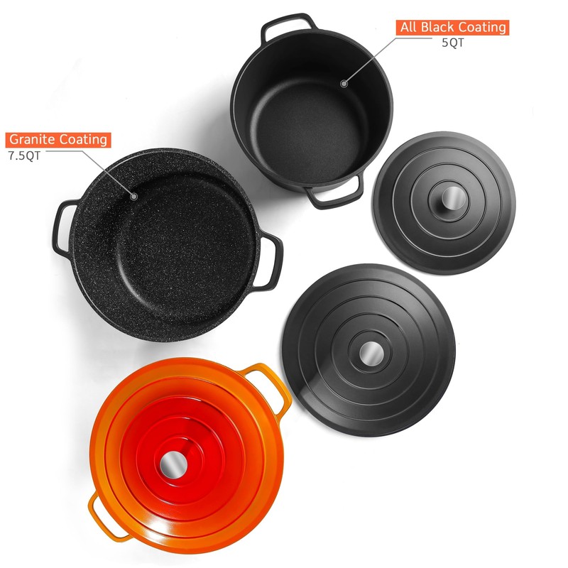 INSETFY Nonstick Dutch Oven Pot with Lid-5 QT Cast Aluminum