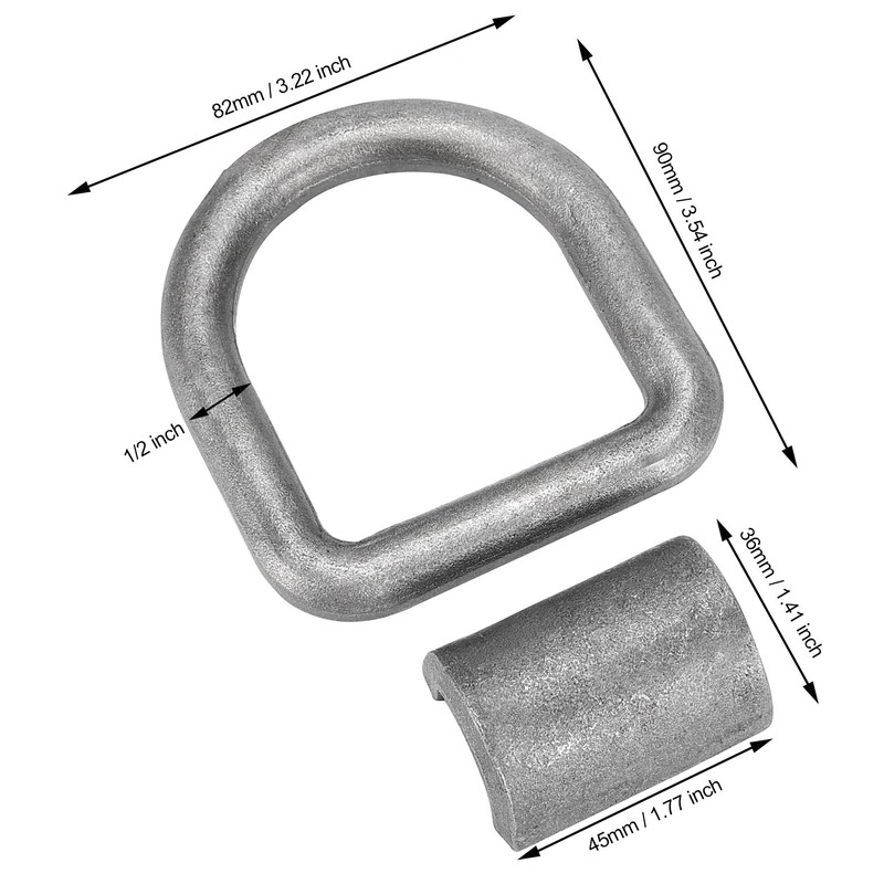 JOIKIT 10 Pack 1/2 Inch Weld-On D Rings, 12,000 lbs