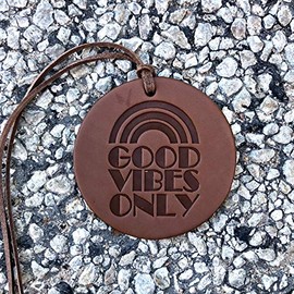 Air Flair | Leather Car Air Freshener | Good Vibes Only (Brown, 6) Cabana Breeze Scent