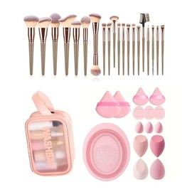 Gurxi 36 Stück Pinselset makeup Make up pinsel set Schminkpinsel set Brush set make up Kosmetikpinsel set 4 Produkte enthalten für Puder Foundation Lidschatten Concealer Eyeshadow Rosa Pinselset