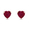 Simulated Crystal Ruby Heart Shape Stud Earrings In 14K Rose