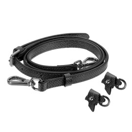 SUIKIHUM Bag Shoulder Strap, (37.4"-45.3" Adjustable Replacement Conversion Kit) Genuine Leather with Metal Black Buckle for Women (Black)