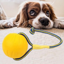 Foam Ball Rope Dog Ball Tug Ball Supplies Yellow single color 2ea