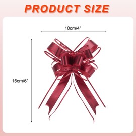 uxcell 10pcs 6 Inch Large Pull Bow Gift Wrapping Organza Bows Ribbon Wine Red for Wedding Baskets Presents Christmas