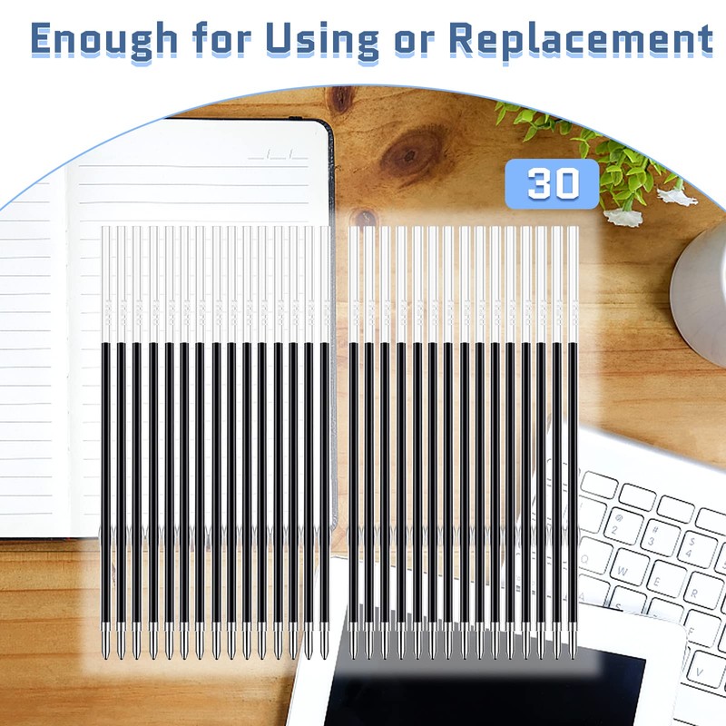 30 Pcs Retractable Pen Refills, 0.7 Retractable Refill, Retractable Pen