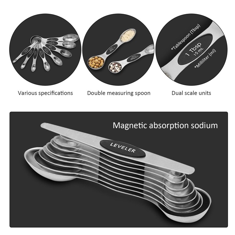 9-Piece Double-Ended Measuring Spoons with Scale, Measuring Spoon Set, Spoon