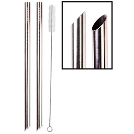 2 Point End BOBA Straw Stainless Steel Extra Wide 1/2" x 9.5" Long Tapioca Pearl Bubble Tea Thick FAT Poke Puncture - CocoStraw Brand