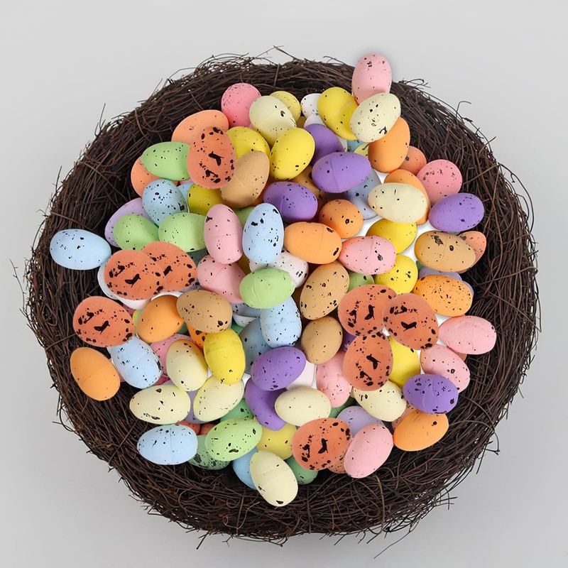 Pack of 100 Easter Decoration Speckled Foam Eggs, Mini Styrofoam