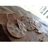 Hammered copper patina circles: side earrings