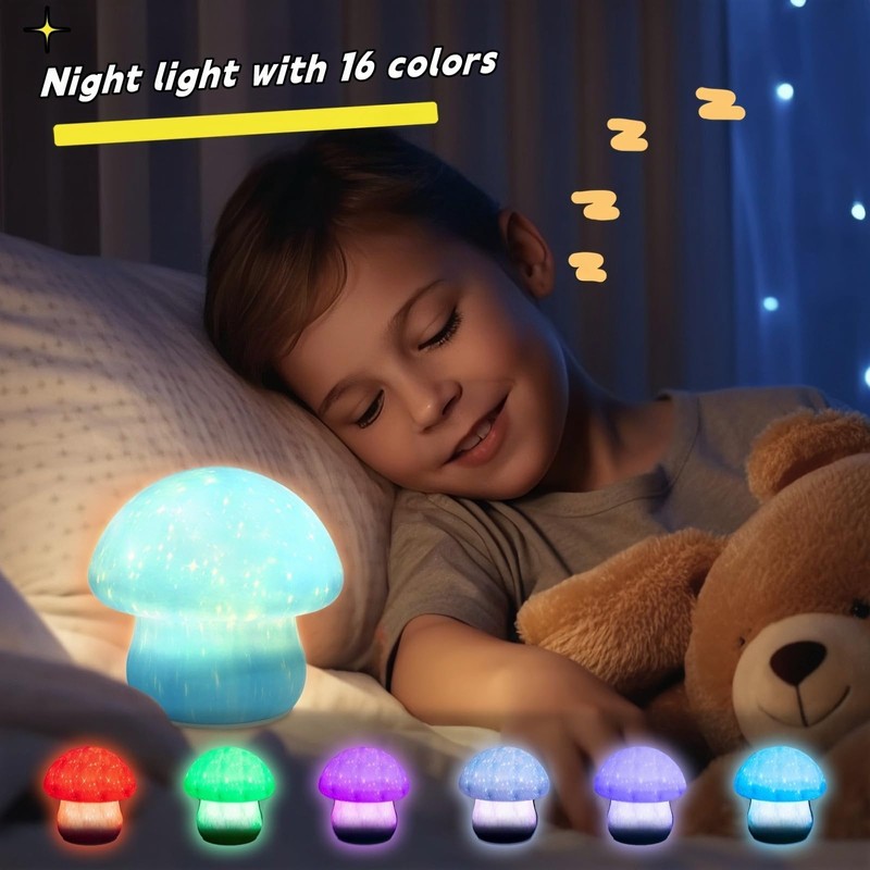 ANGTUO 16 Colors Mushroom Night Light Include Remote Control, Mushroom
