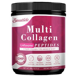 BEAUTIDE Multi Collagen Peptides Powder for Women, Hydrolyzed Collagen Powder with Vitamin C, Hyaluronic Acid, Supports Skin, Hair, and Nail - Unflavored, Keto & Sugar-Free, 35 Servings