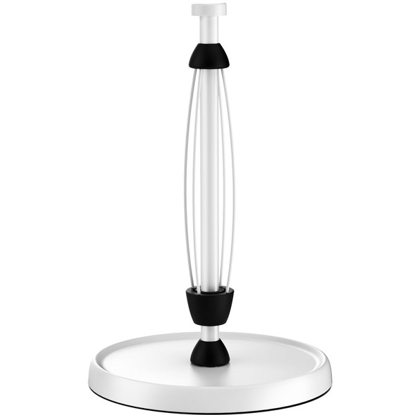 White Paper Towel Holder Countertop, One-Handed Tear, Stainless Steel, Weighted