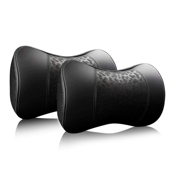 HAOTULE Car Leather Neck Pillows, Neck Rest Cushions,100% Memory Foam
