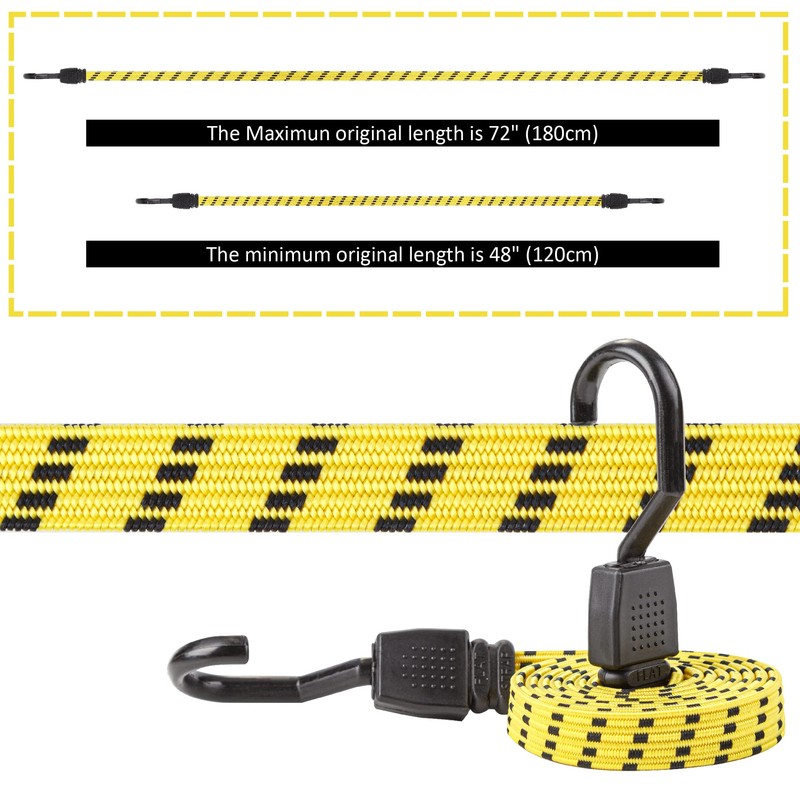 Cartman Ultra 48" Black/Yellow Flat Bungee Cord, 2pk x 48"