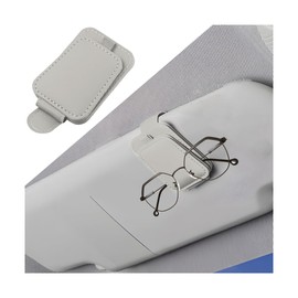 Mandark Car Sunglass Holder, Magnetic Leather Vehicle Eyeglass Hanger Clip for Sun Visor, Automotive Interior Glasses Ticket Card Organizer Mount Accessories, Universal Fit (Gray)