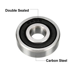 sourcing map 6200-2RS Ball Bearing 10mm x 30mm x 9mm Double Sealed 180200 Deep Groove Bearings, Carbon Steel (Pack of 2)