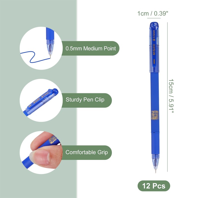 M&G Gel Pen Medium Point 0.5mm 12 Pieces Smooth Blue