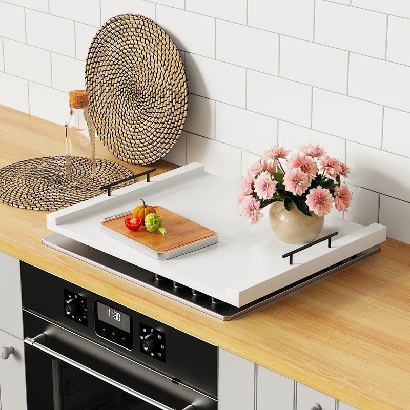 Noodle Board Stove Top Covers - White Wooden Stove Cover