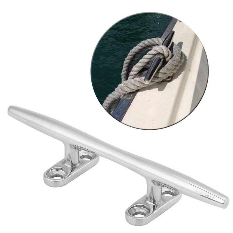 Boat Cleat 15 cm Classic Silver Flat Cleat 316 Stainless