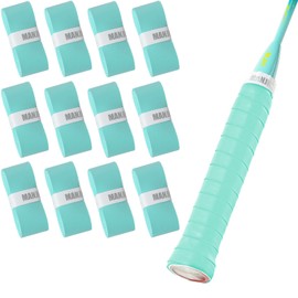 MANJHONG Tennis Racket Grip Tape (Pack of 4/6/12) - Precut and Dry Feel Overgrip for Badminton Squash Pickleball Racket, Mint Green 12 Pack
