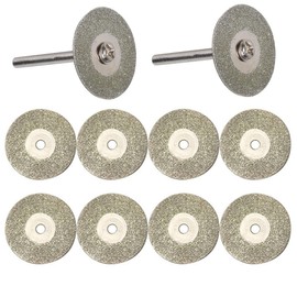 BIUTEFOR Round Hole Mini Diamond Cutter 1.2 inches (30 mm) Diameter 10 Pieces + 2 3mm Shafts for Mini Router/Router/Router/Router Silver/Router