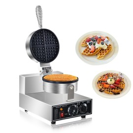 Commercial Waffle Maker Electric Waffle Iron Non-Stick Waffle Cones Maker Machine Hotel Waffle Maker With Time Control Temperature Adjustable, 110V 1300W