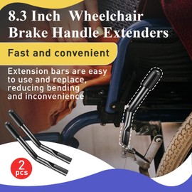 2 Pcs Wheelchair Brake Extenders, 8.3 Inch Black Wheelchair Brake Handle Extenders for Elderly Disabled Accessories for Drive Parts Braking Reclining Power Chair Accessories