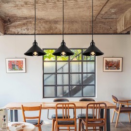 AOJUNSANSAN Black Plug in Pendant Light, 2 Pack Industrial Hanging Lamp Black Vintage Pendant Lighting Fixtures with 15ft Cord On/Off Switch for Kitchen Island Dinning Hall Bedroom