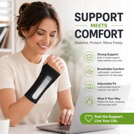 Adjustable Wrist Brace for Hand Support – Breathable Night Splint for Daily Comfort & Sports Recovery