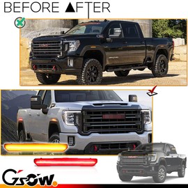 GSOWO 4 PCS Smoked LED Side Marker Light for Sierra 2500HD 3500HD 2020-2023, Full LED Strip Amber Front & Red Rear Bumper Light, Pickup Truck Fender Driver Passenger Sidemarker Lamps, Car Accessory