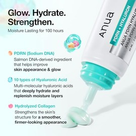 ANUA PDRN Crema Hidratante de Ácido Hialurónico 100, Hidratante Ligero con ADN de Salmón, Ácido Hialurónico, Colágeno para Piel de Vidrio, Cuidado de 