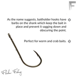 FLADEN - Baitholder Worm Sea Fishing Hooks 100 to 200 Bulk Packs Barbed (Size 10 to 4/0) Ideal for Worm and Crab Soft Baits For Marine Species (Size 2-160 Hooks)