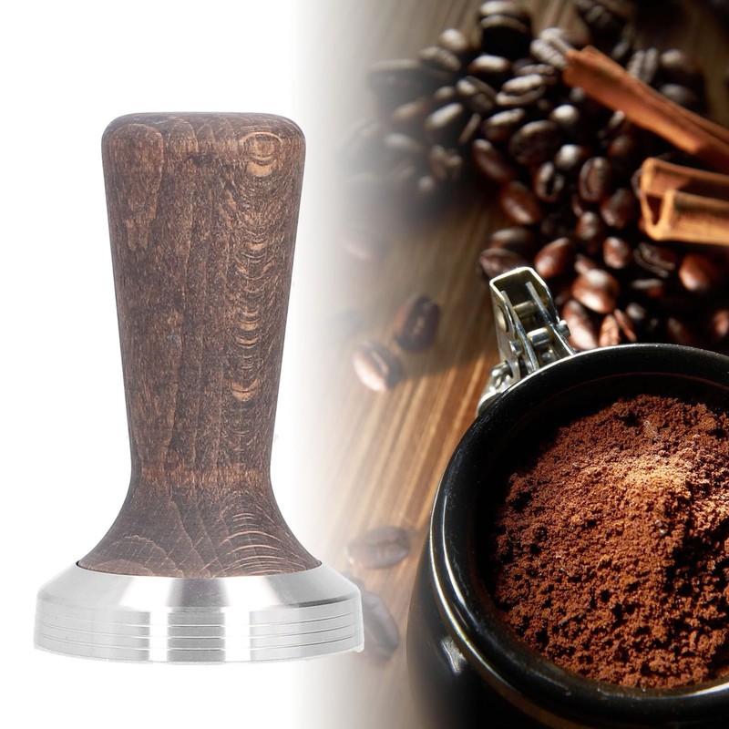 58mm Tamper Tool Black Walnut 304 Stainless Steel Portable Coffee