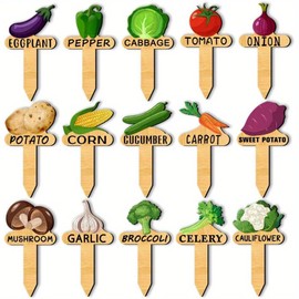 15 Pcs Vegetable Plant Label Signs 15 Styles Funny Cartoon Garden Markers Plant Labels for Vegetables Seedling Potted Plants Garden Stake Sign 2.5x4.7inch