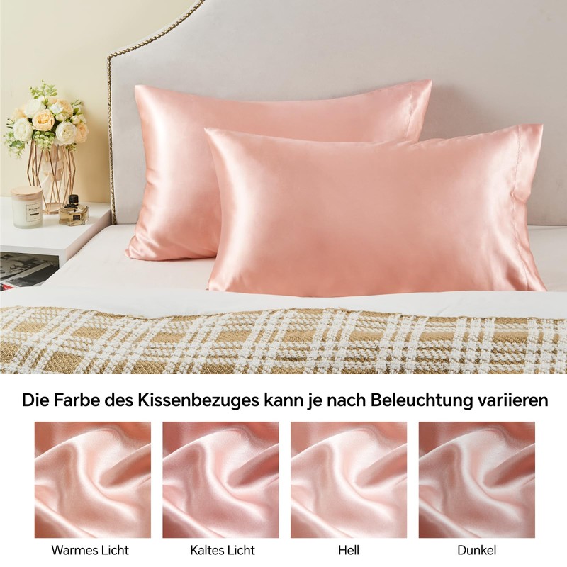 BEDELITE Pack of 2 Satin Cushion Covers 50 x 80