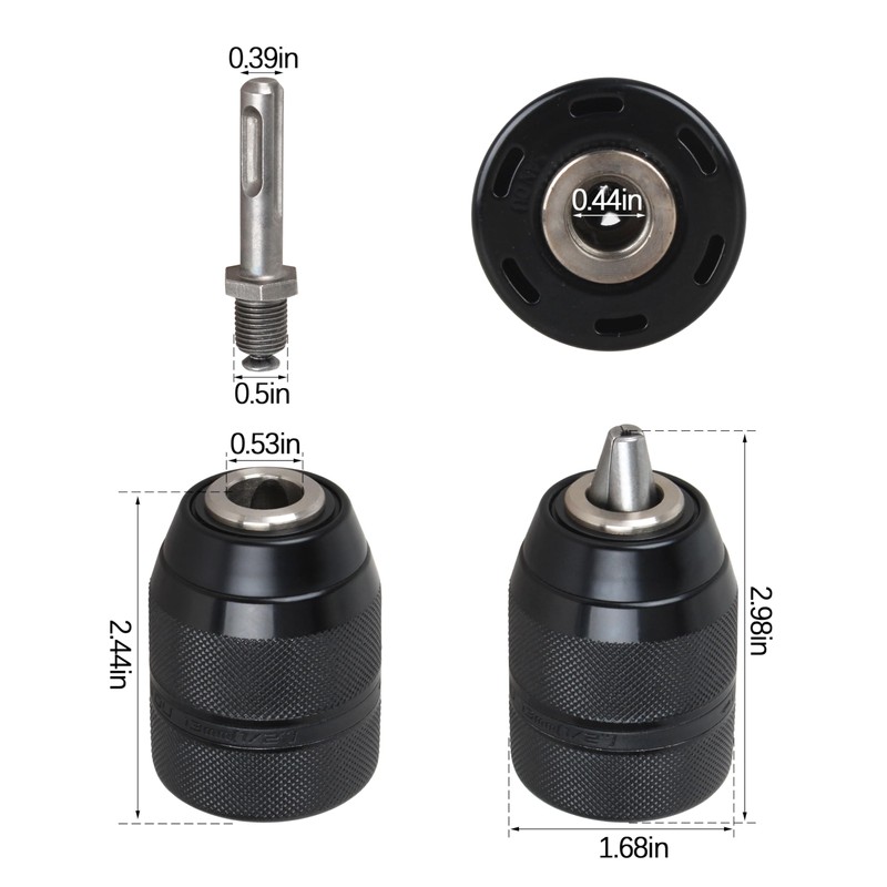 2-13MM Keyless Drill Chuck for Professional Heavy Duty 1/2-20UNF Mount