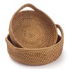 Rattan Storage Basket, Hand Woven Fruit Basket with Handles, Wicker