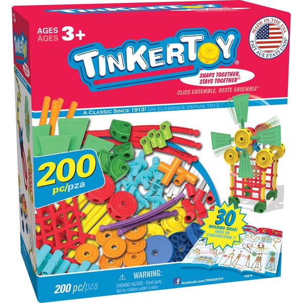 TINKERTOY 30 Model 200 Piece Super Building Set - Preschool Learning Educational Toy for Girls and Boys 3+ ()