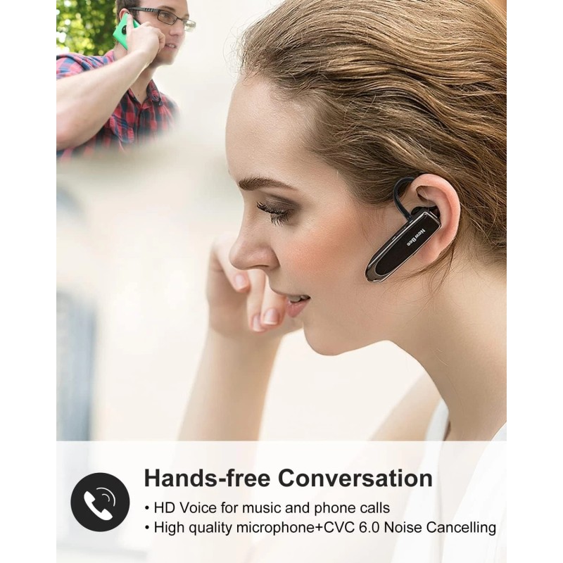 New bee Bluetooth Earpiece V5.0 Wireless Handsfree Headset with Microphone