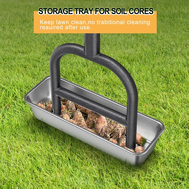 Dolibest Lawn Coring Aerator, Manual Grass Aerating Tool with Stainless