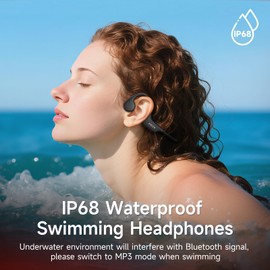 IFECCO Waterproof Headphones Swimming - IP68 Waterproof Bone Conduction Headphones Swimming Bluetooth 6.0,Underwater headphones with 8G MP3 for Running Sports Cycling