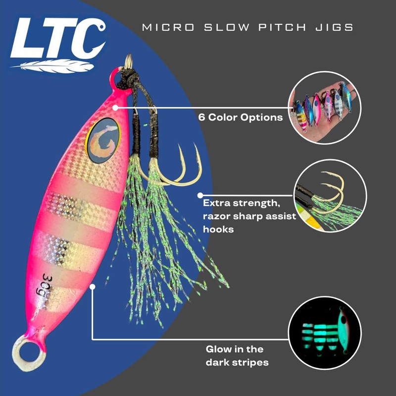 Slow Pitch Jig, Micro Size, Multicolor Teardrop Shape (Multi Color