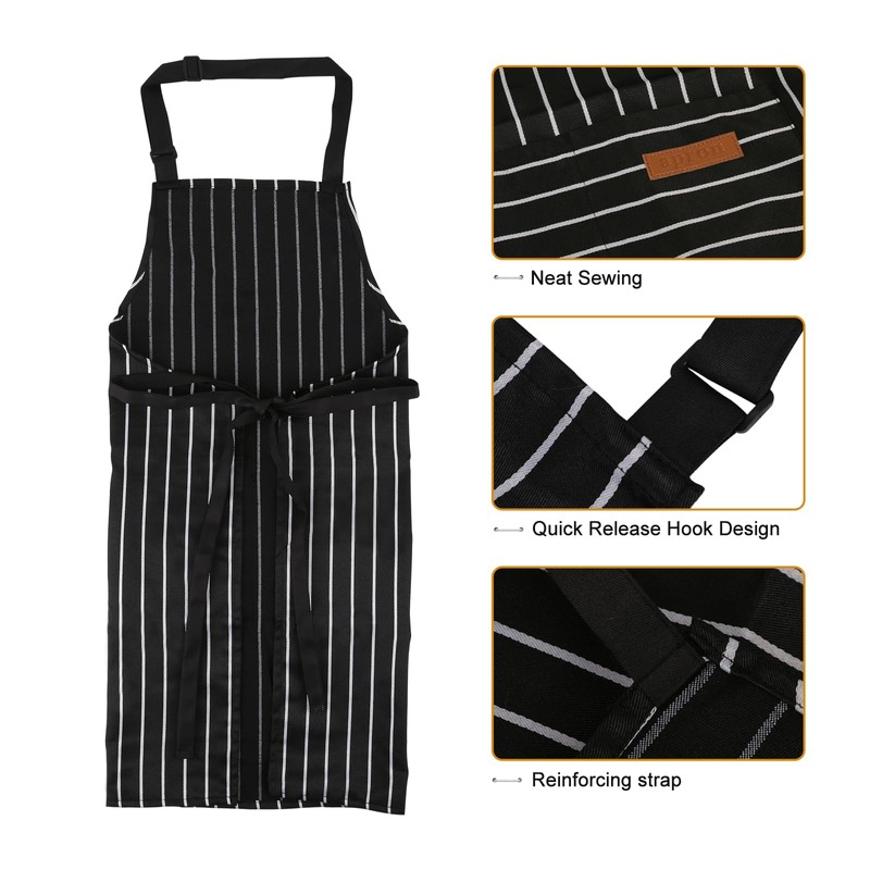 APRONPANDA 2-Pack Aprons for Women Men with Pockets Adjustable Bib