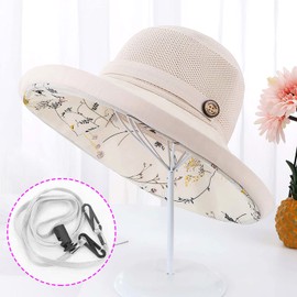HUAMULAN Women Floral Reversible Wide Brim Sun Hats Summer UV Protection Hiking Fishing Hat Wired Edge Beach Garden Lawn Work Cap Chin Strap