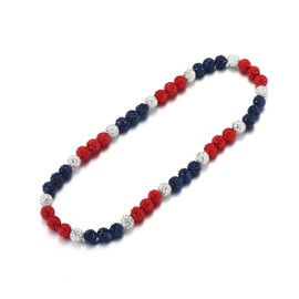 Baseball Beaded Necklace for Men Boys,Bling Baseball Necklace with Baseball Drip Chain,Inspired Accessory Diamond Ink Blue Red 18 inch Necklaces Rhinestone Discoball Jewelry Baseball Team Lovers Gifts