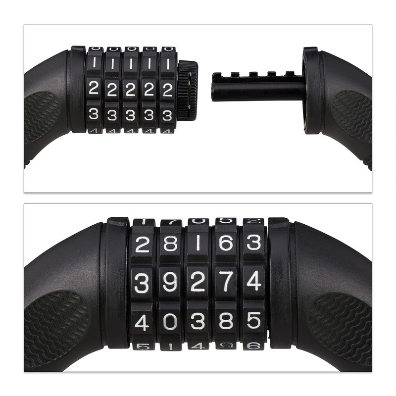 Relaxdays, Blue Combination Lock Bicycle Secure Chain Lock with 5-Digit