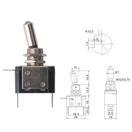 QitinDasen 3pcs 20A / 12VDC Car Toggle Switch with Transparent Waterproof Cover White LED Indicator Light, On/Off 2 Position SPST 3-Pin Rocker Toggle Switch
